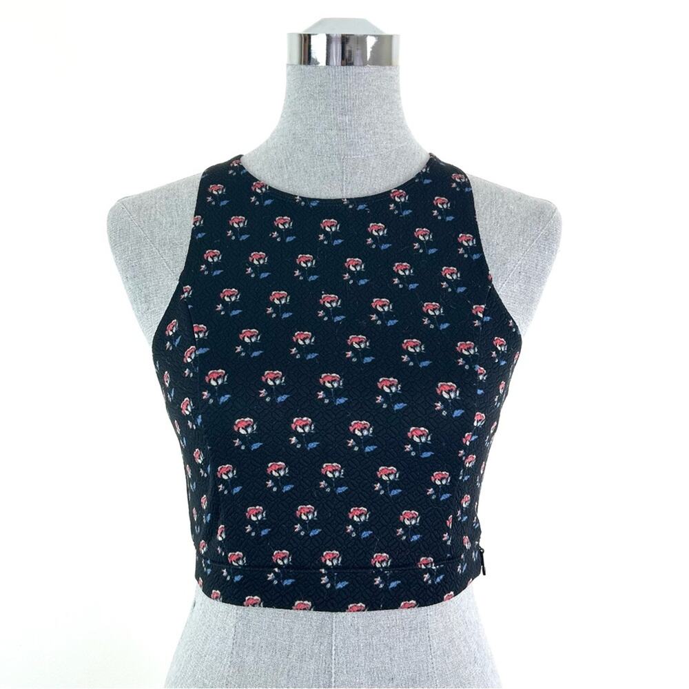 Hollister black and floral high neck crop top - Picture 1 of 8